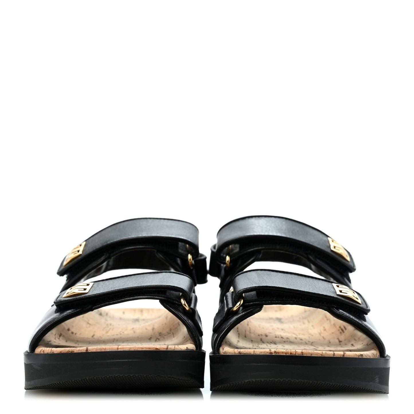 Calfskin 4G Strap Flat Sandals 37 Black
