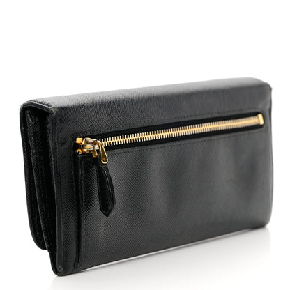 Prada Saffiano Bow Continental Wallet Black 3 of 17