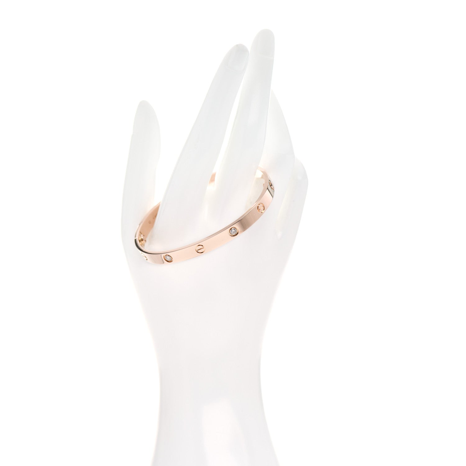 Cartier 18K Pink Gold 4 Diamond LOVE Bracelet 19 2 of 6