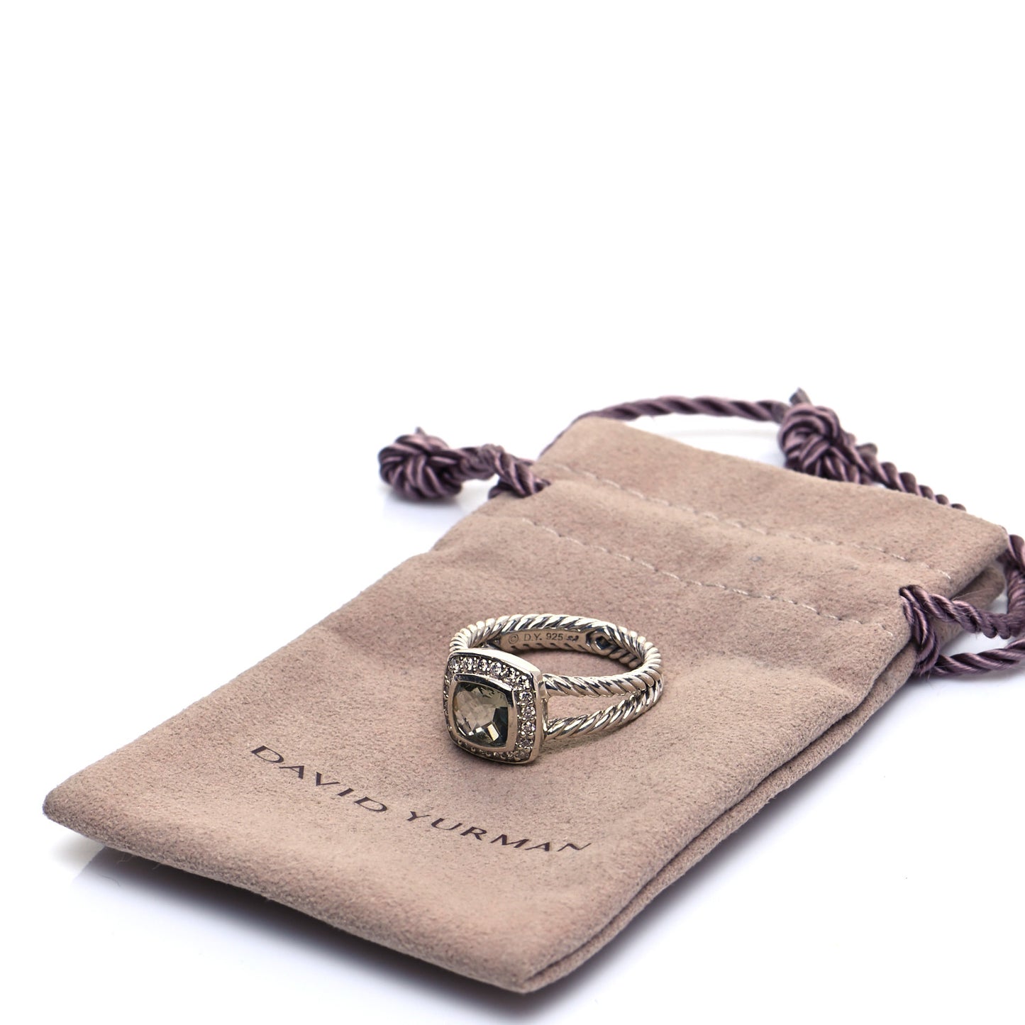 Sterling Silver Diamond Prasiolite 7mm Petite Albion Ring 54 7