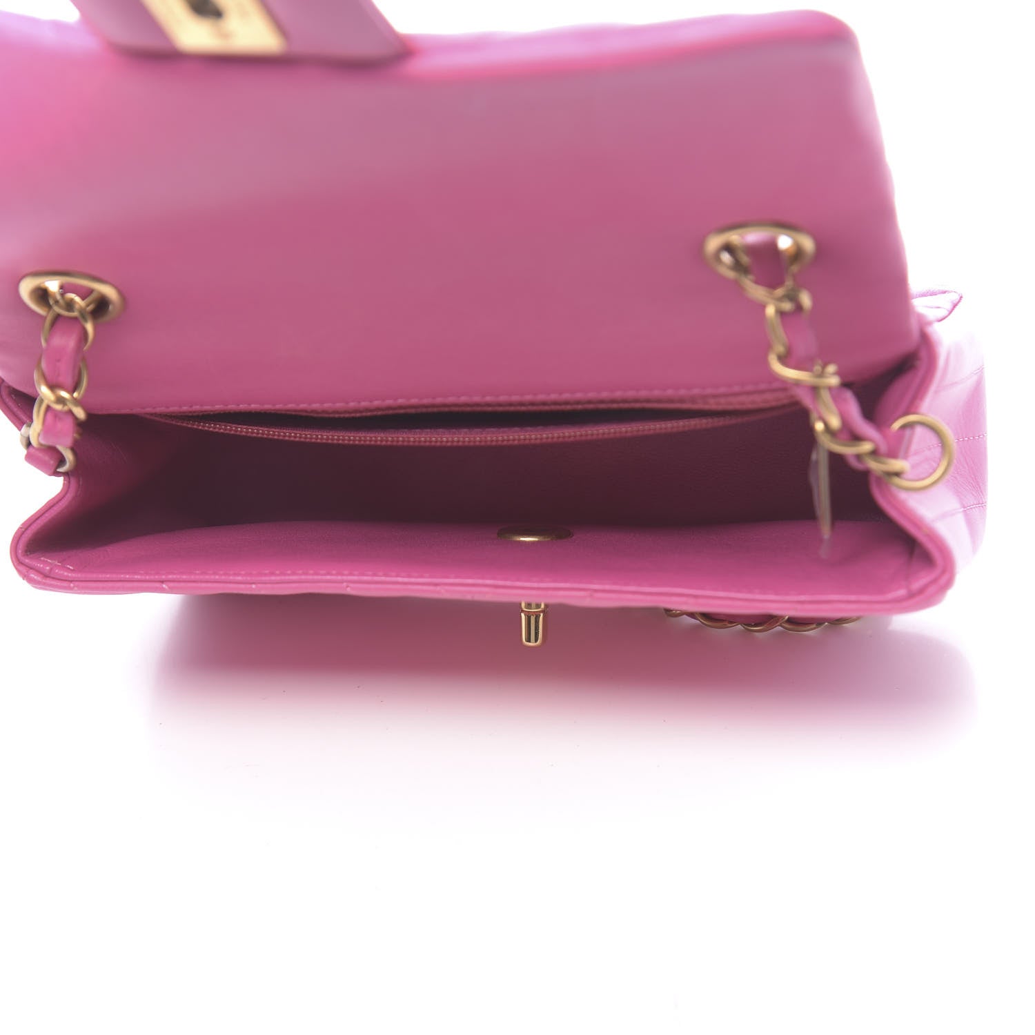 Chanel Lambskin Chevron Quilted Mini Rectangular Flap Fuchsia 5 of 15