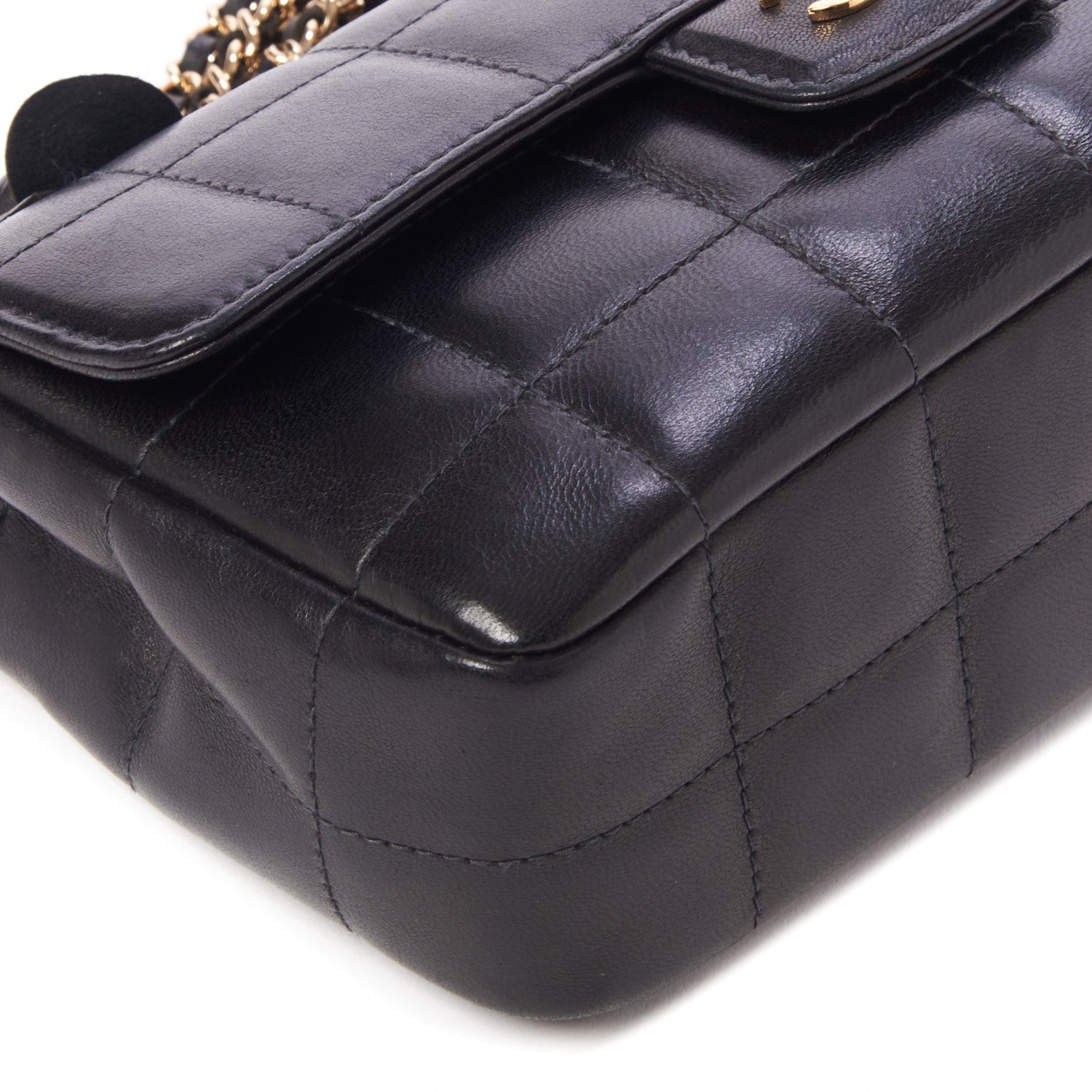 Chanel Lambskin Quilted Mini Chocolate Bar Camellia Flap Black 6 of 10