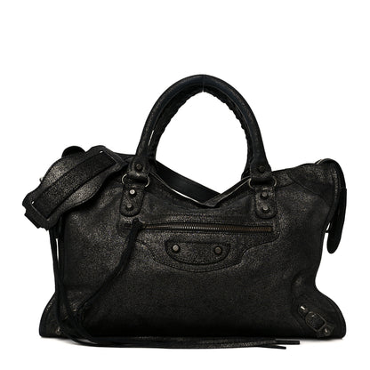Balenciaga Metallic Craquele Calfskin Classic Hardware City Black 1 of 12