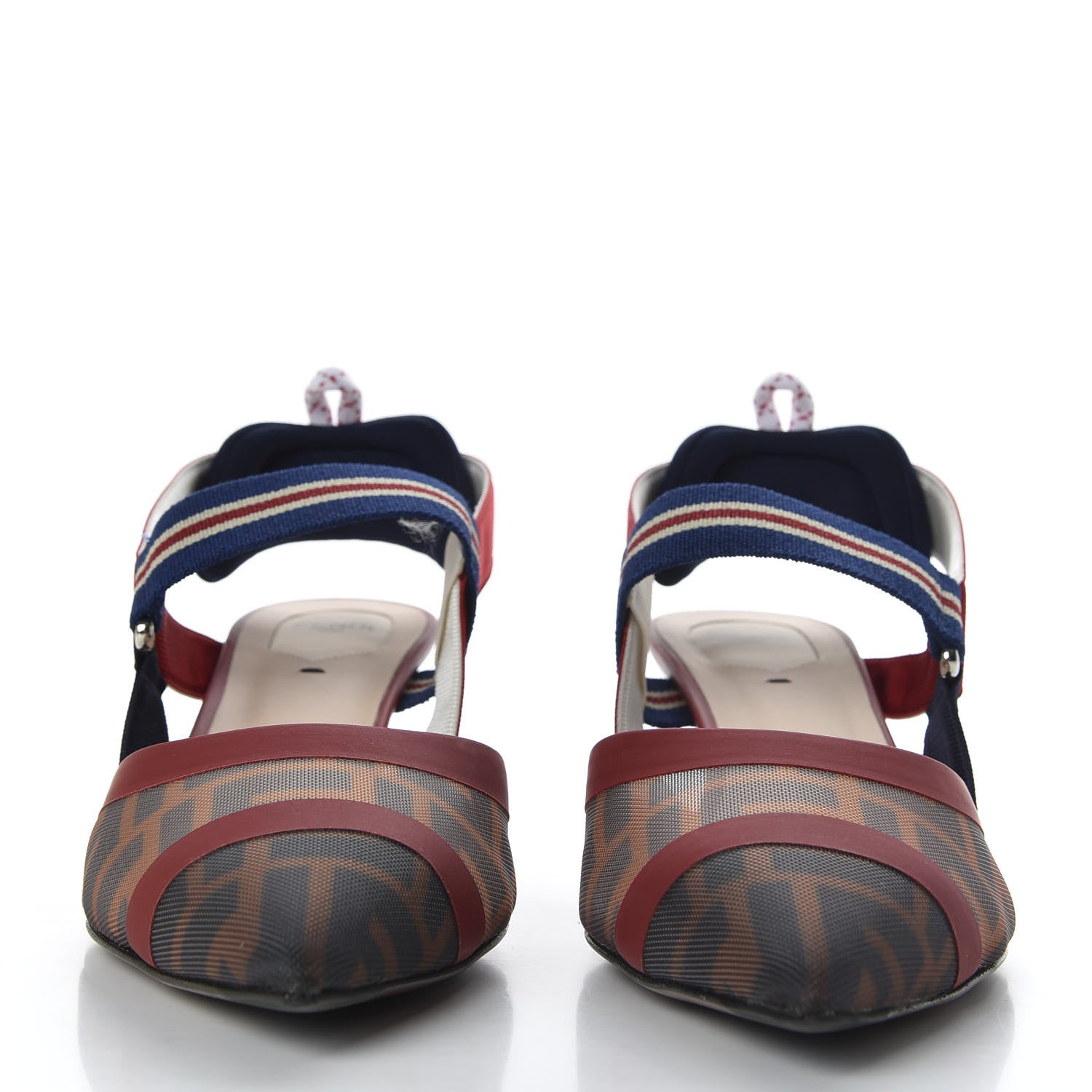 Fendi Technical Mesh FF Colibri 55mm Slingback Pumps 40 Tobacco Moro Zaffiro Ciliegia Rosso 2 of 9
