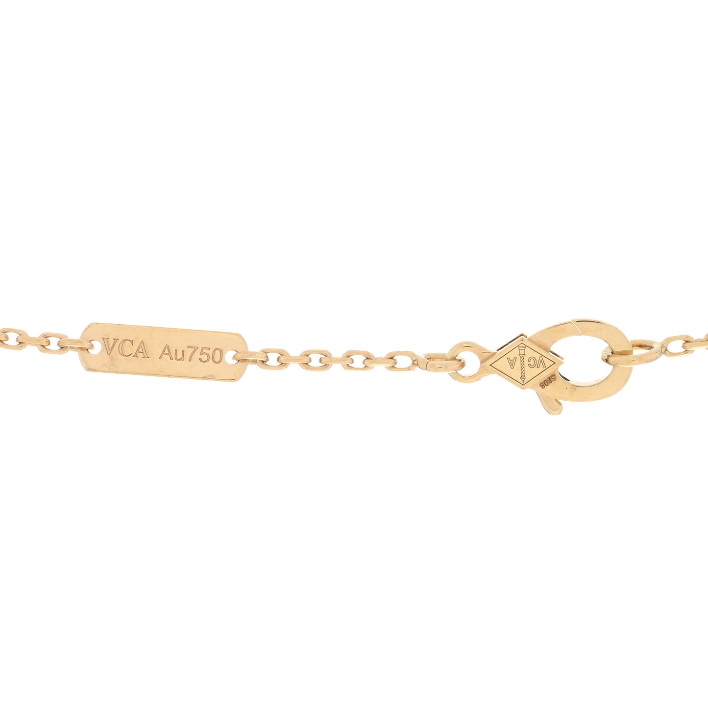 18K Yellow Gold Guilloche Vintage Alhambra Pendant Necklace