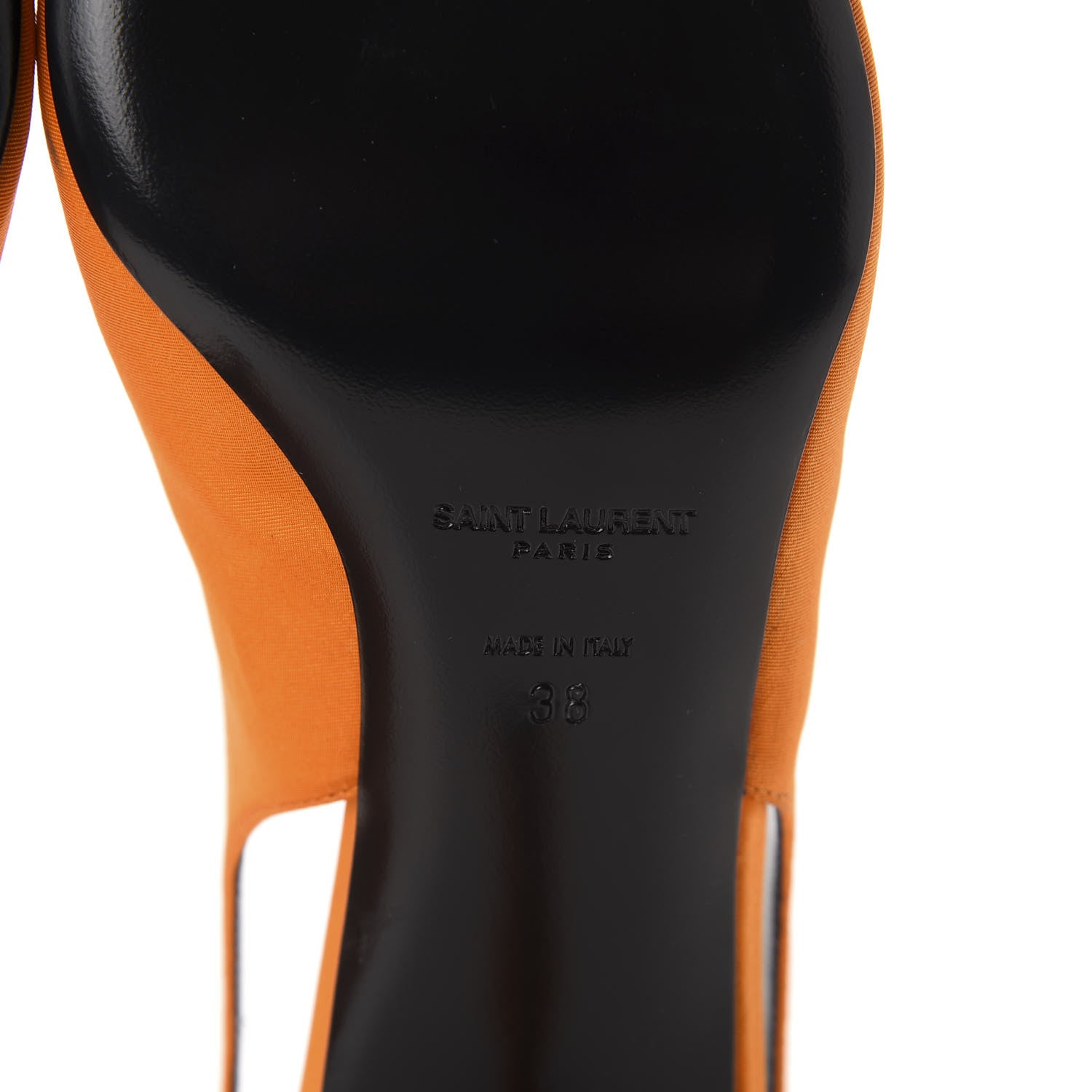 Saint Laurent Satin Kiki Slingback Pumps 38 Orange 9 of 10