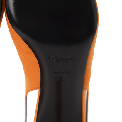 Saint Laurent Satin Kiki Slingback Pumps 38 Orange 9 of 10