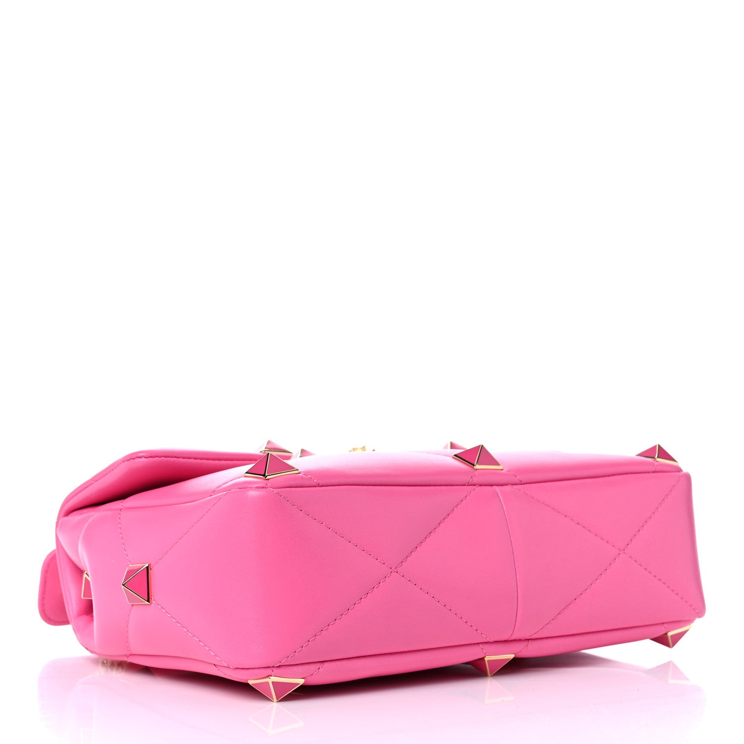 Valentino Garavani Nappa Enamel Large Roman Stud Shoulder Bag Feminine Pink 4 of 9
