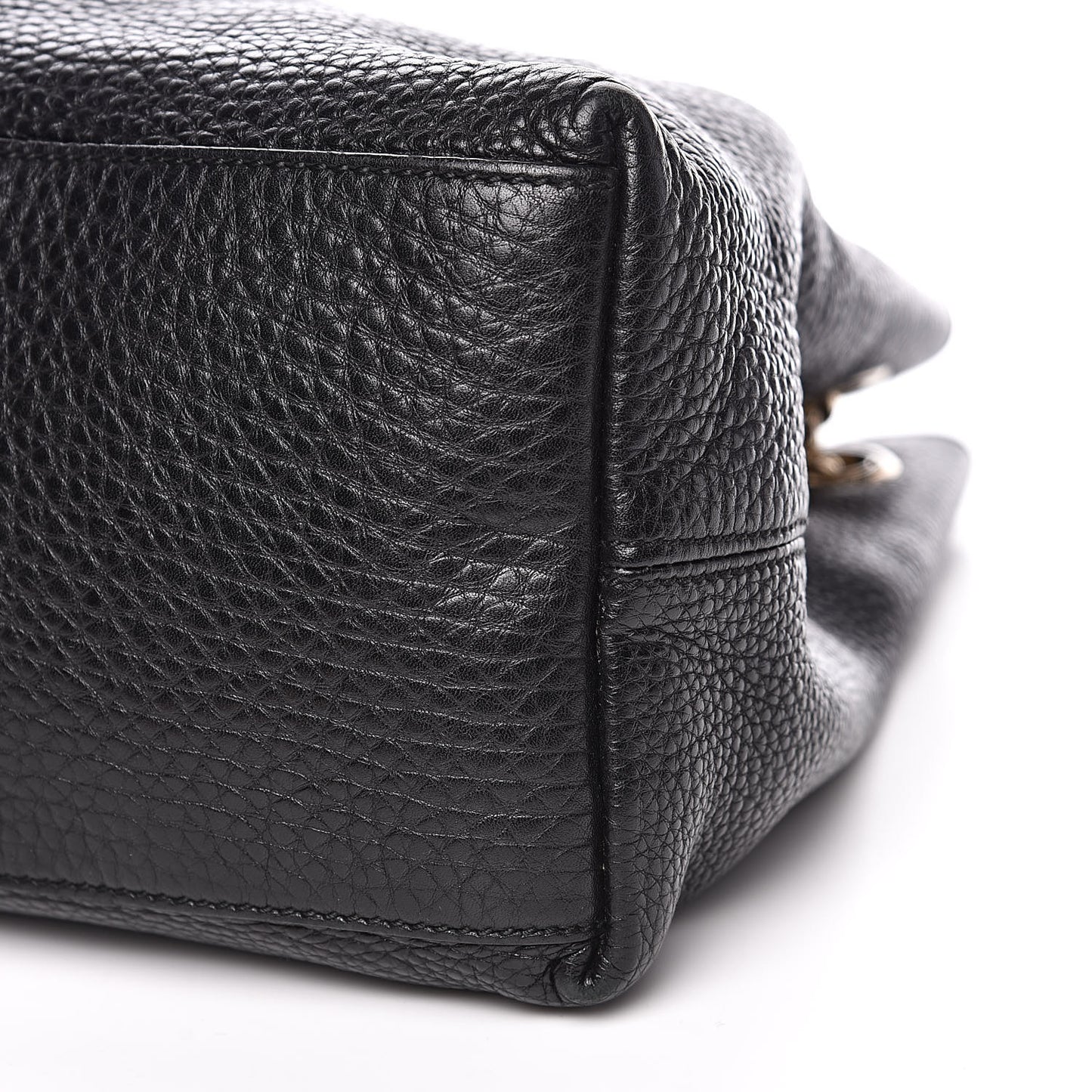 Pebbled Calfskin Medium Soho Chain Shoulder Bag Black
