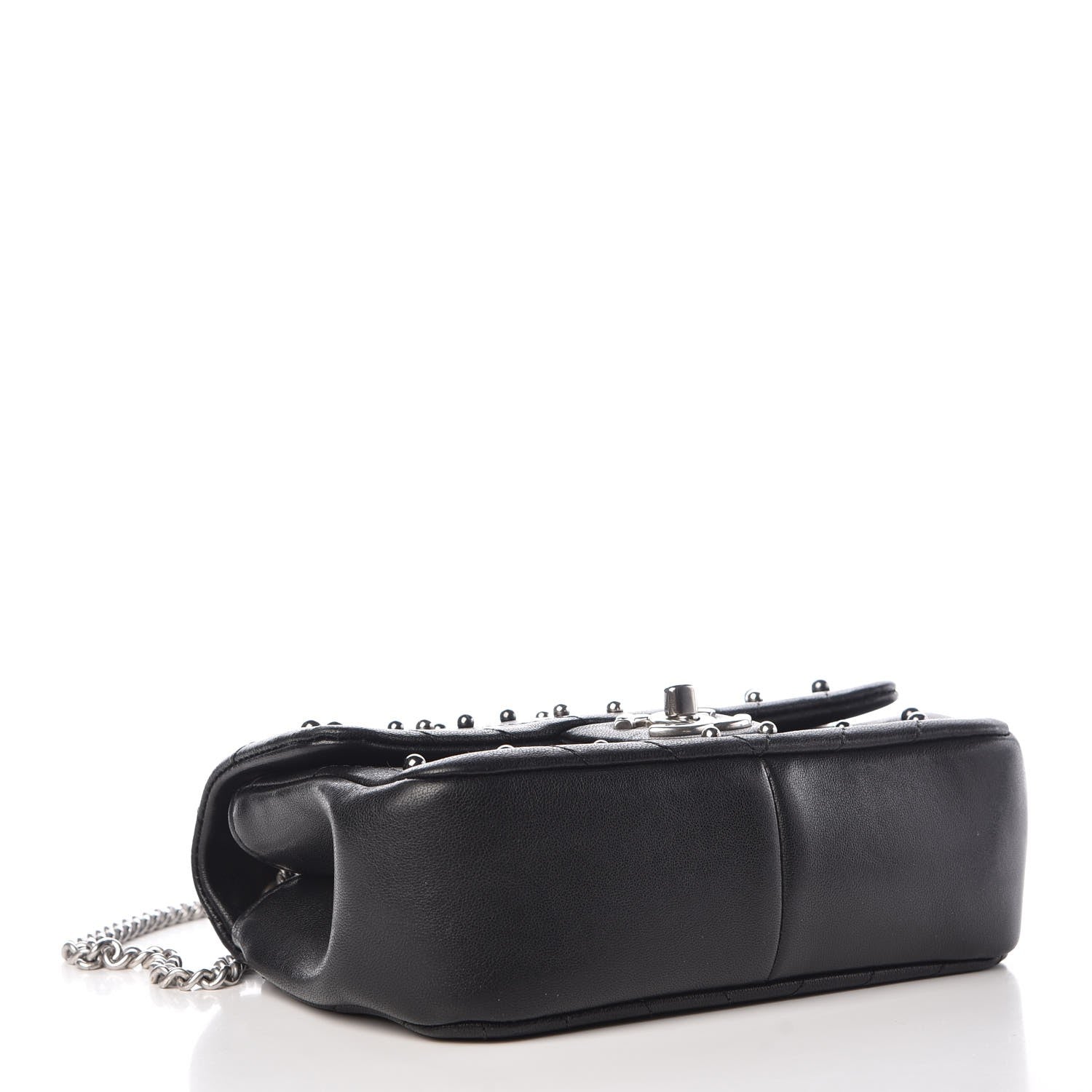 Chanel Sheepskin Chevron Quilted Studded Mini Flap Black 4 of 7