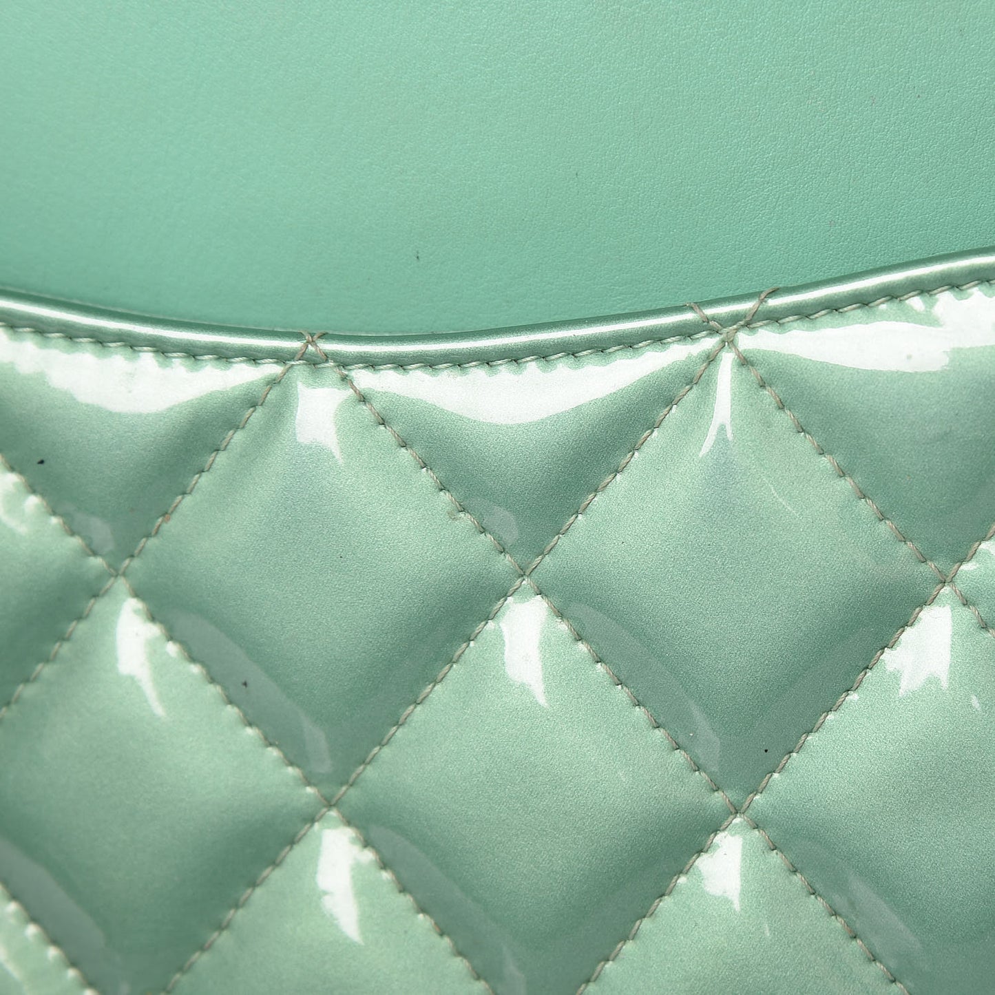 Patent Quilted Jumbo Double Flap Green
