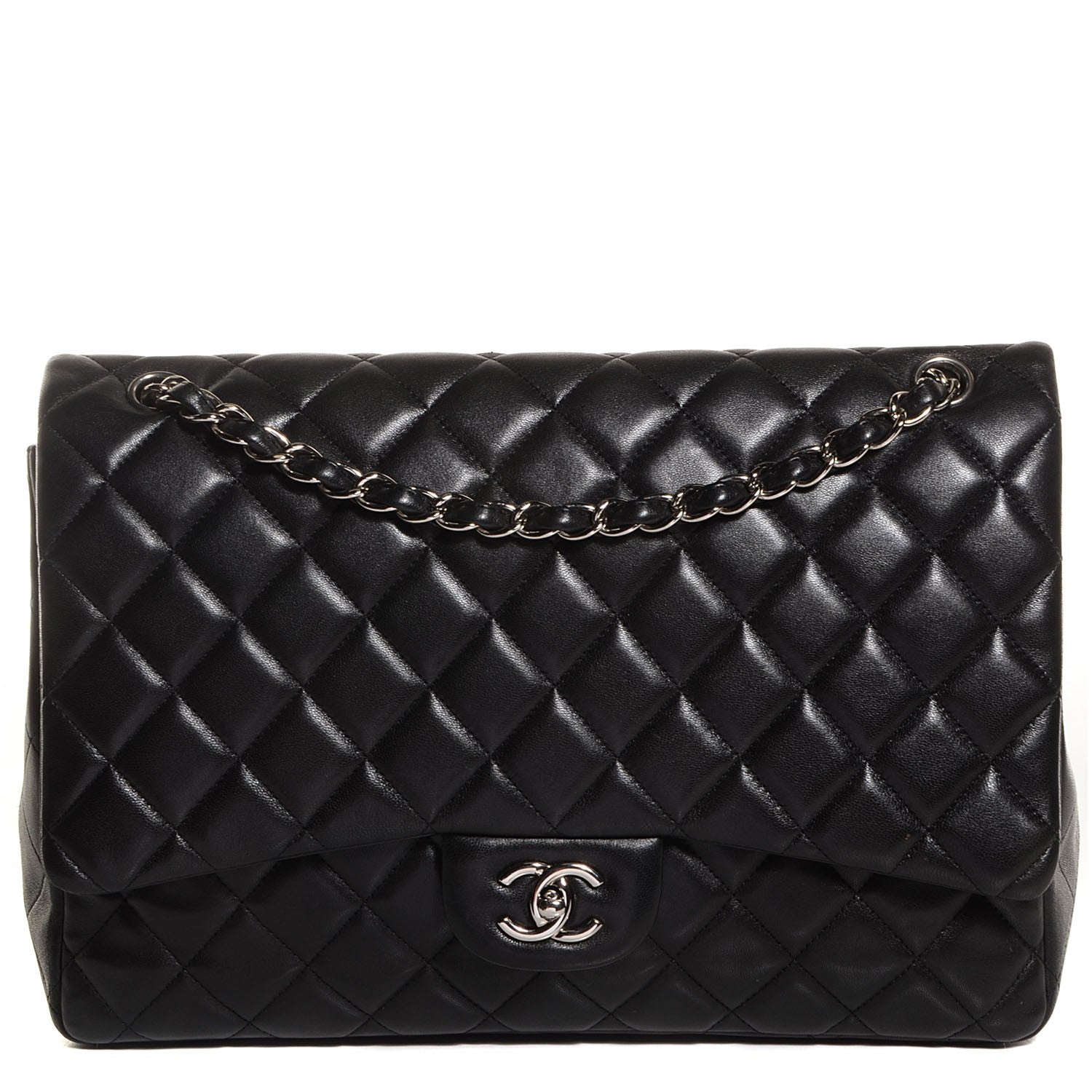 Chanel Lambskin Quilted Jumbo Single Flap Black 1 of 8