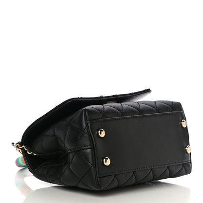 Chanel Goatskin Quilted Rainbow Extra Mini Coco Handle Flap Black 4 of 12