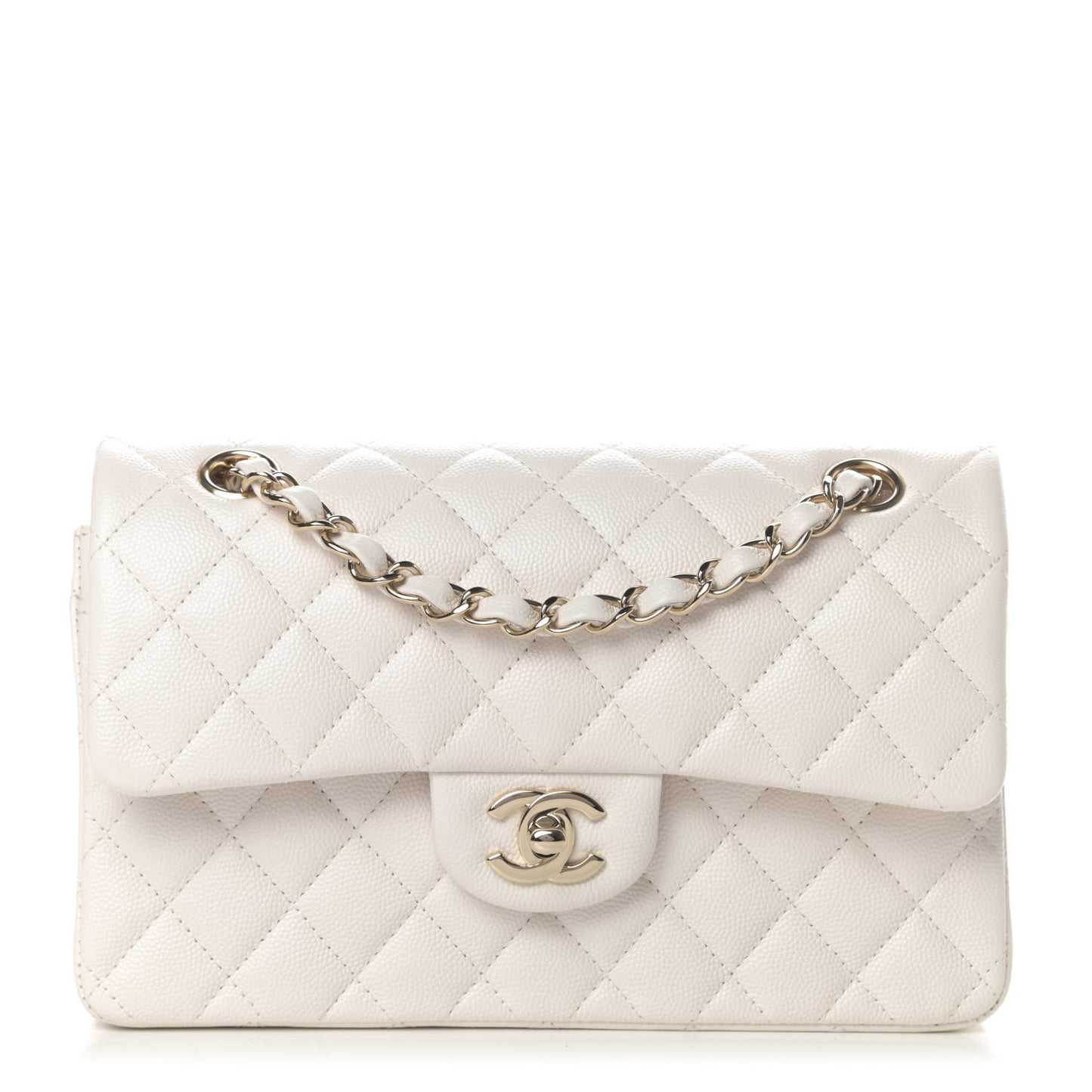 Caviar Quilted Small Double Flap White