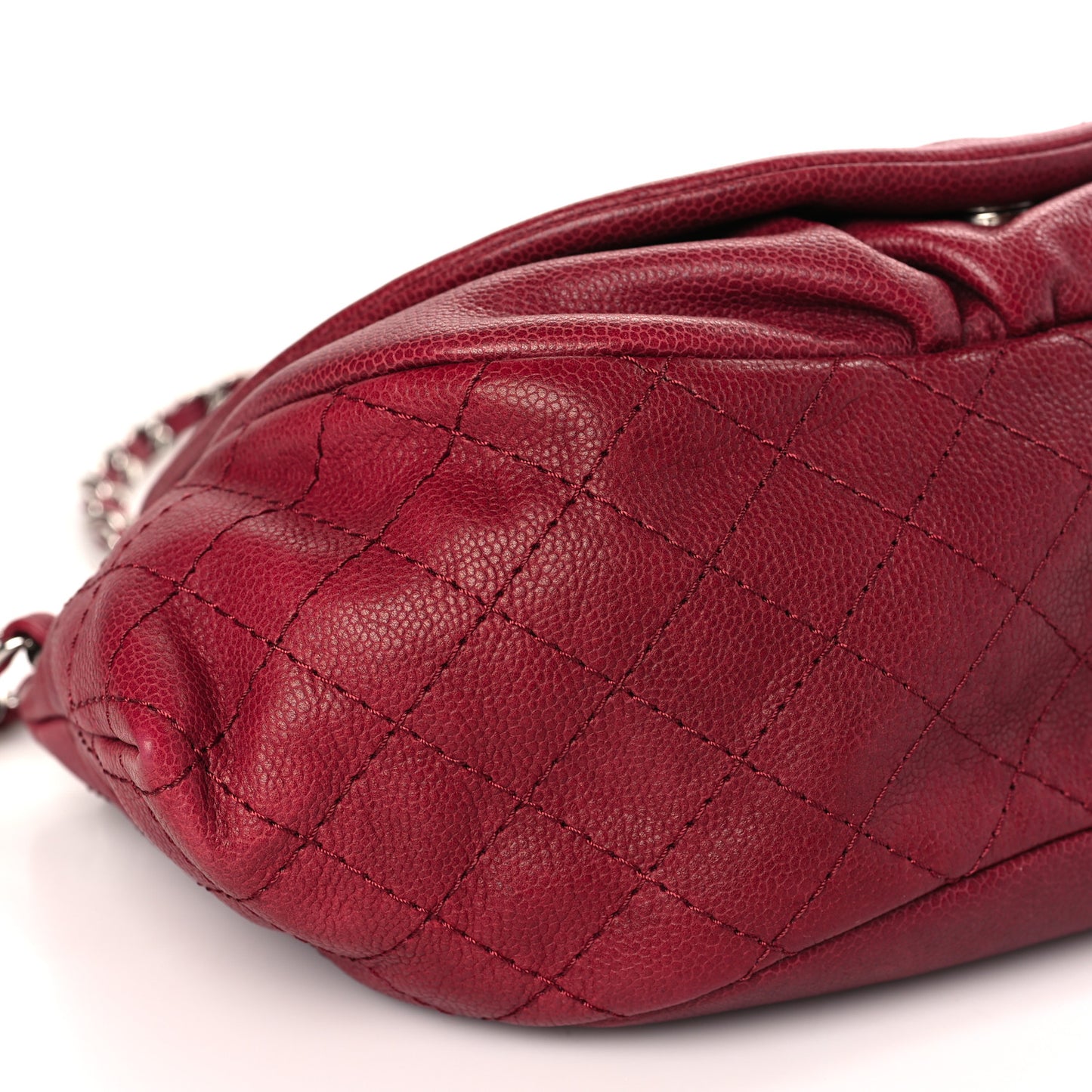 Caviar Large Half Moon Flap Red