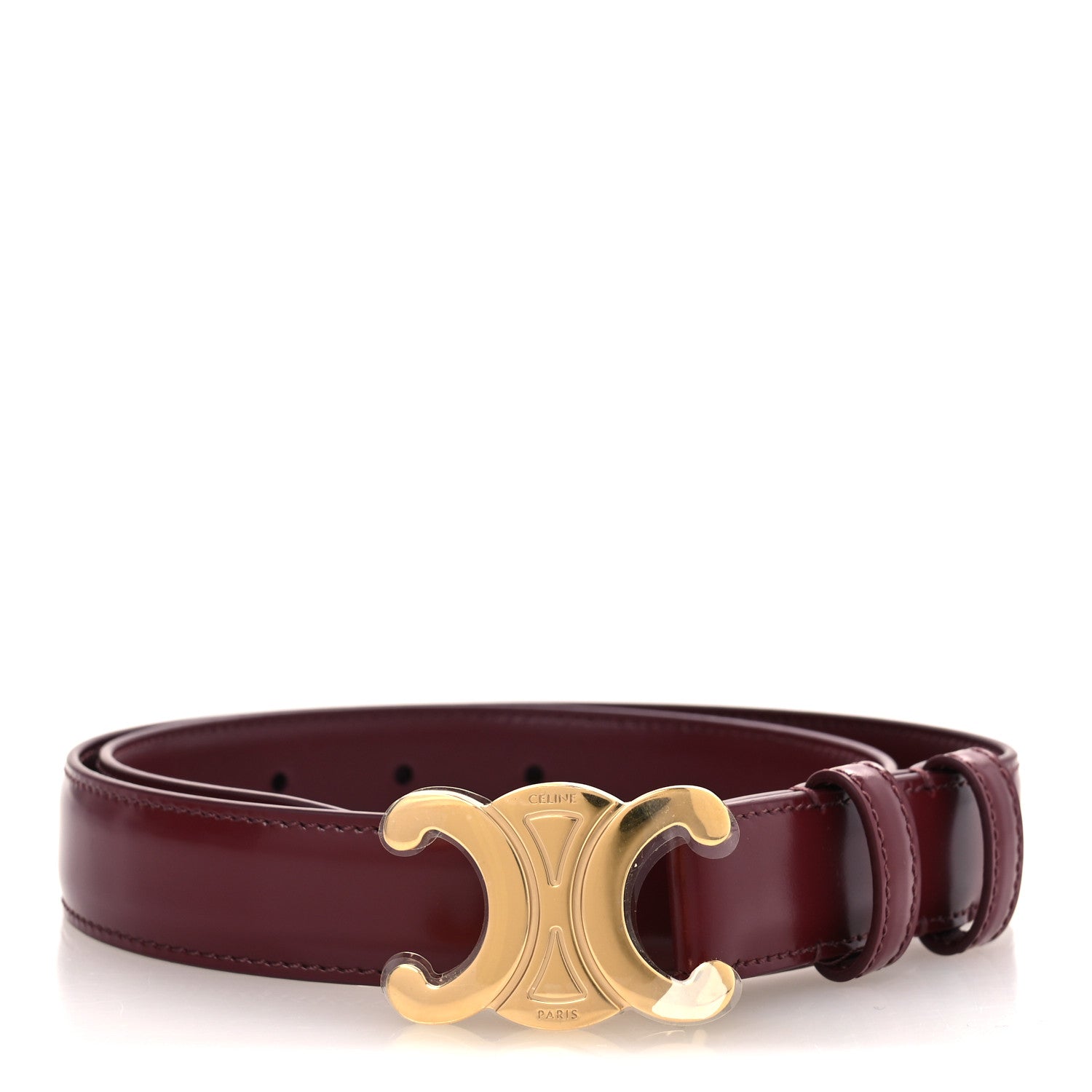 Celine Box Calfskin Medium 25mm Triomphe Belt 70 Light Burgundy 1 of 8
