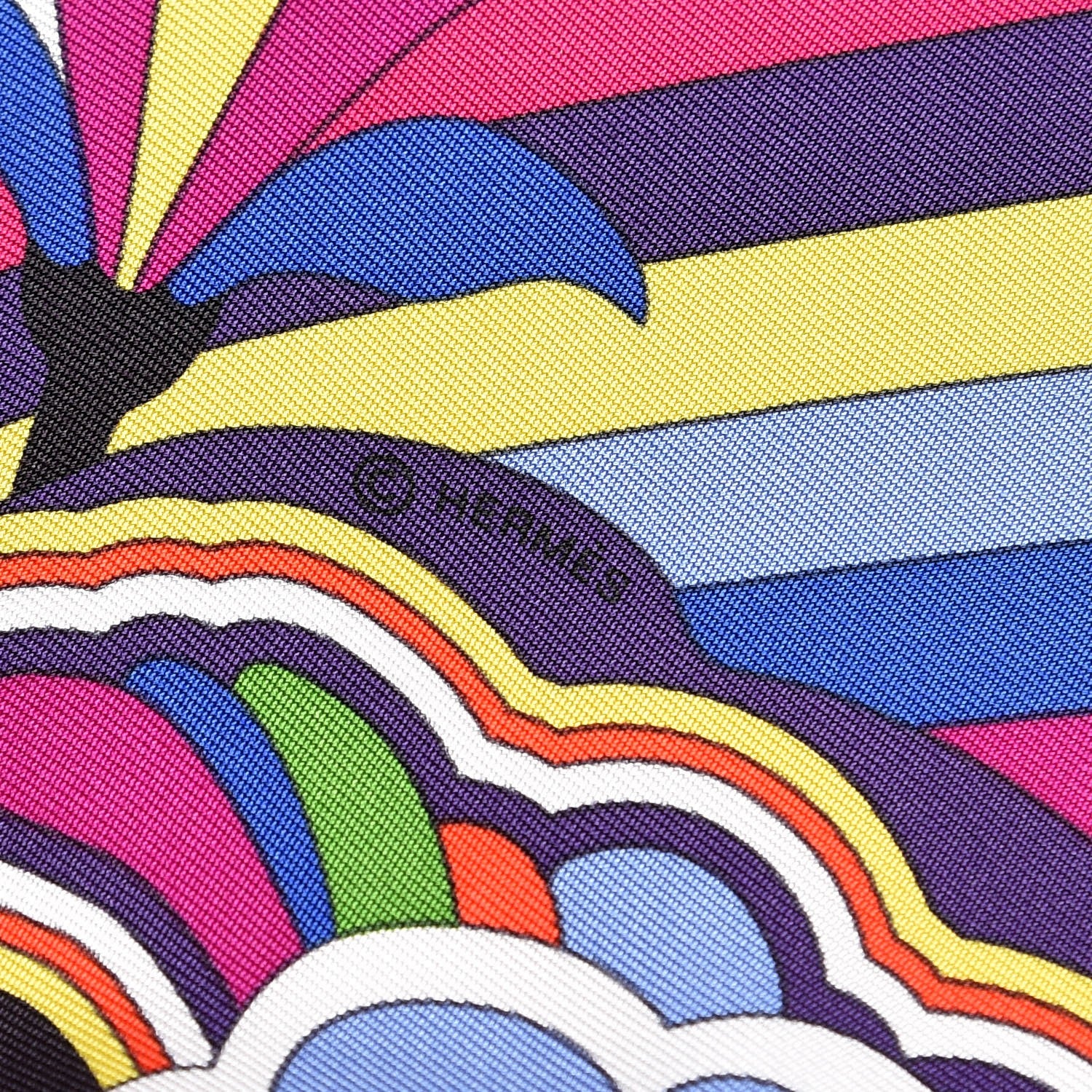 Hermes Silk Faubourg Rainbow Pocket Square Bougainvillier Jaune Vert 4 of 5