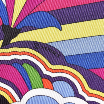 Hermes Silk Faubourg Rainbow Pocket Square Bougainvillier Jaune Vert 4 of 5