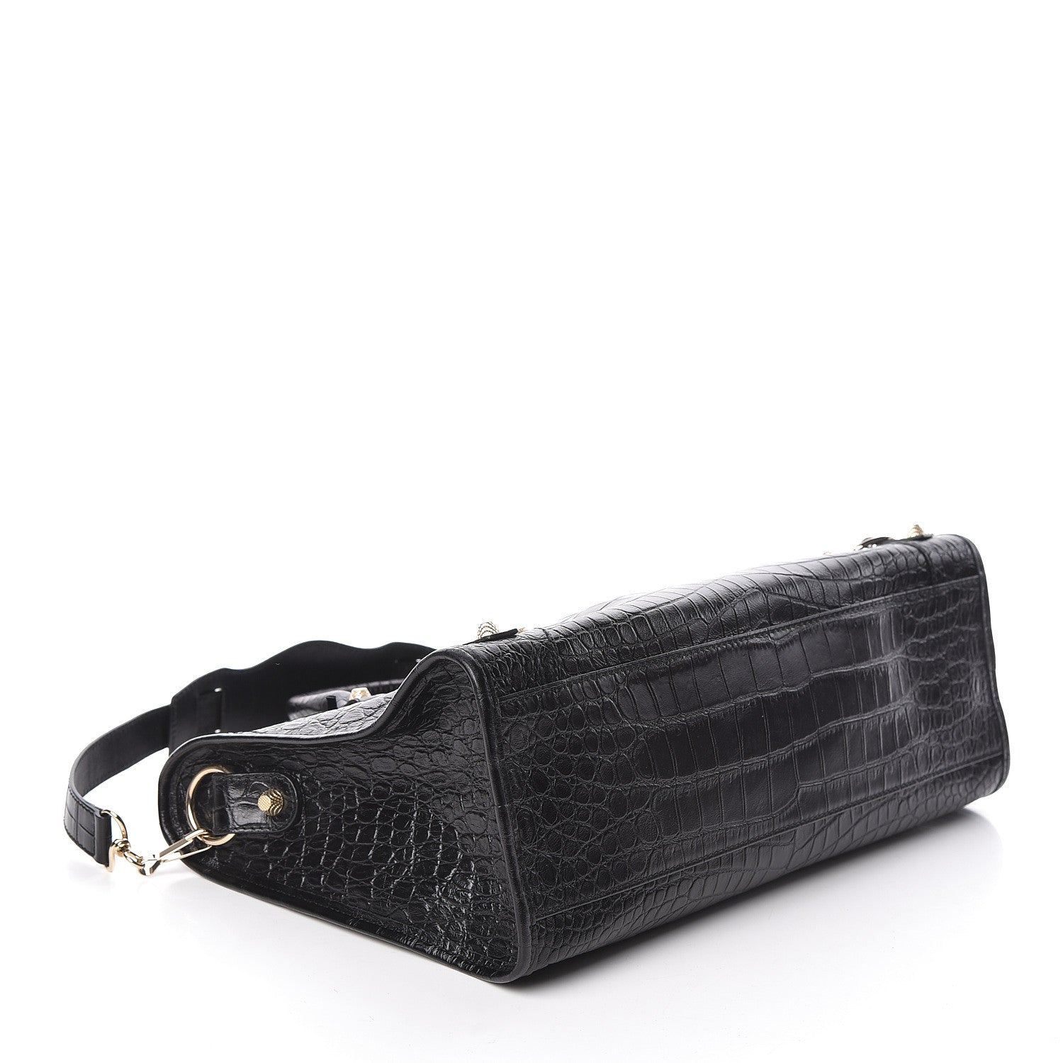 Balenciaga Calfskin Crocodile Embossed Giant 12 Gold Hardware City Black 5 of 12