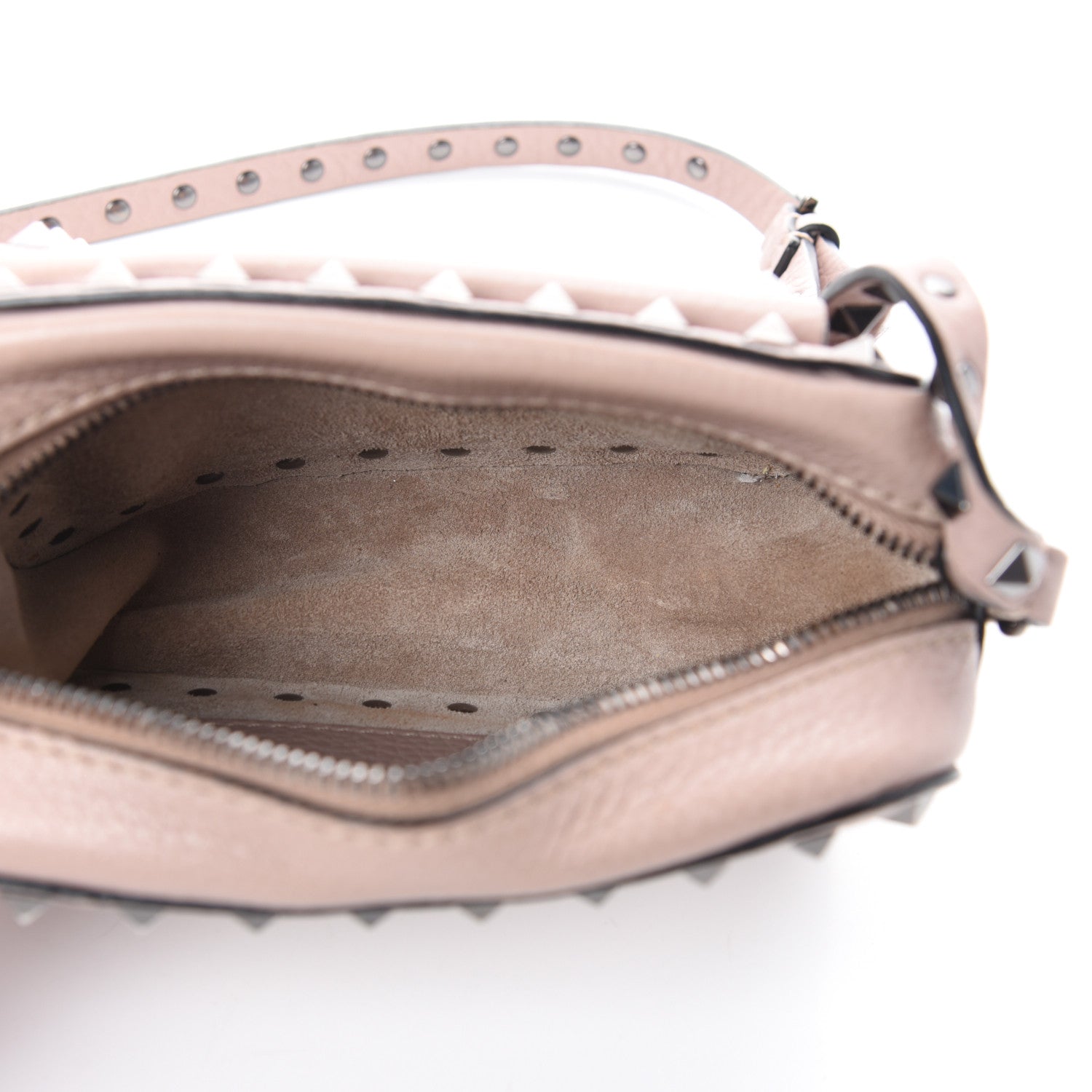 Valentino Garavani Grained Calfskin Small Rockstud Flap Pocket Camera Crossbody Bag Poudre 5 of 9