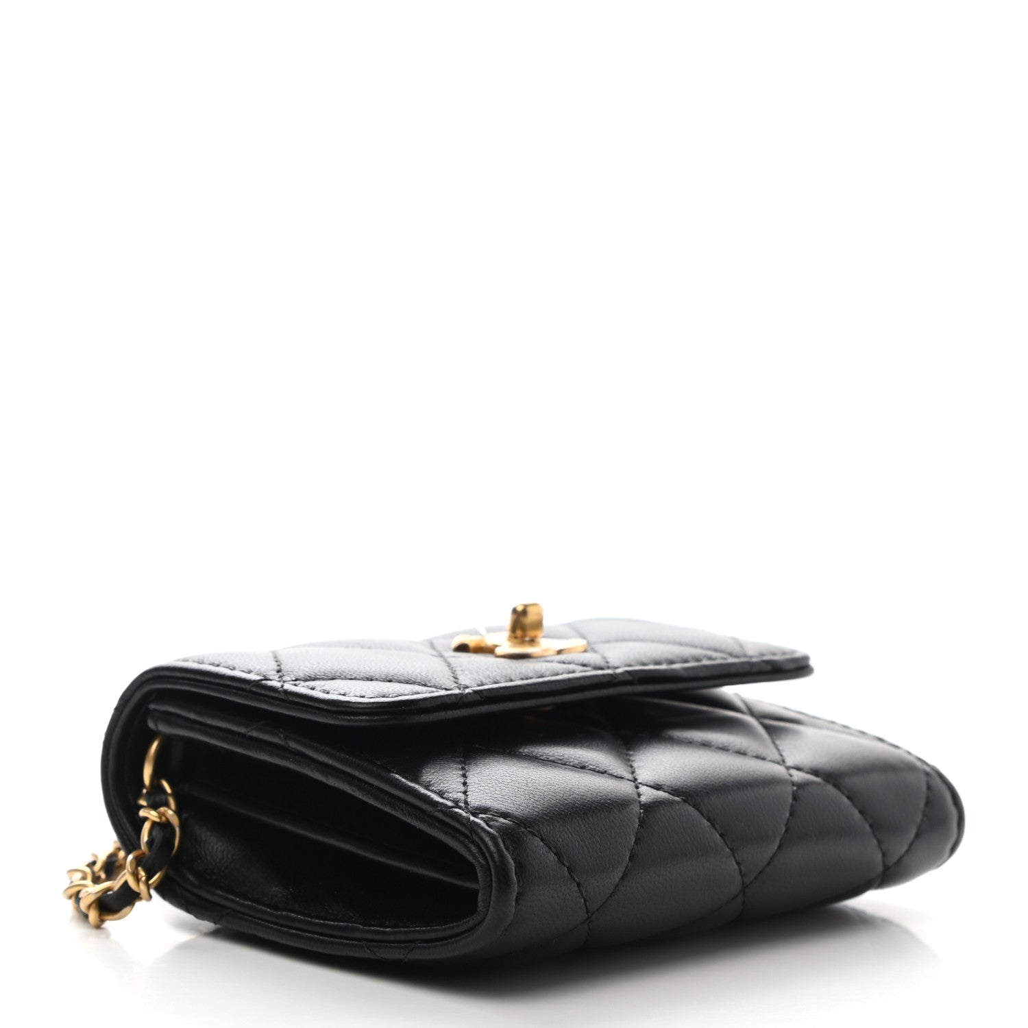 Chanel Lambskin Quilted Pearl Crush Clutch With Chain Black 4 of 8