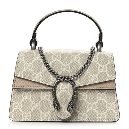Gucci GG Supreme Monogram Mini Dionysus Top Handle Bag Beige Mystic White Oatmeal 1 of 10