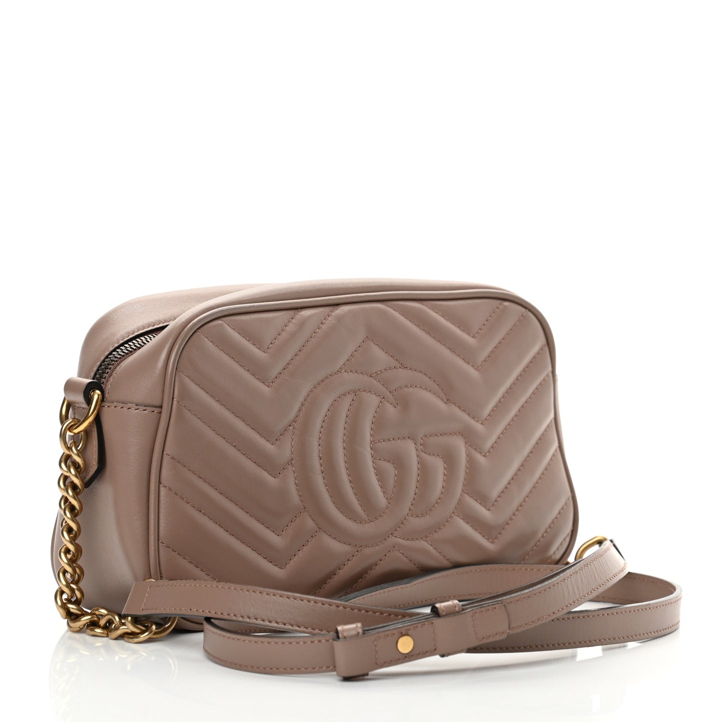 Calfskin Matelasse Small GG Marmont Chain Shoulder Bag Porcelain Rose