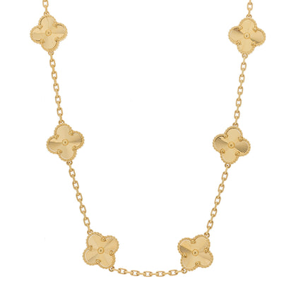 Van Cleef & Arpels 18K Yellow Gold 10 Motifs Guilloche Vintage Alhambra Necklace 1 of 7