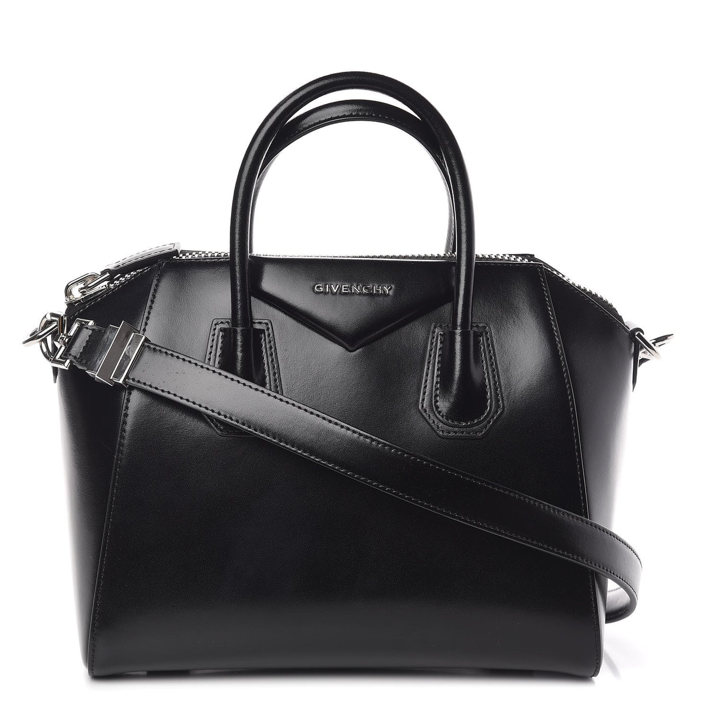 Shiny Lord Calfskin Small Antigona Black