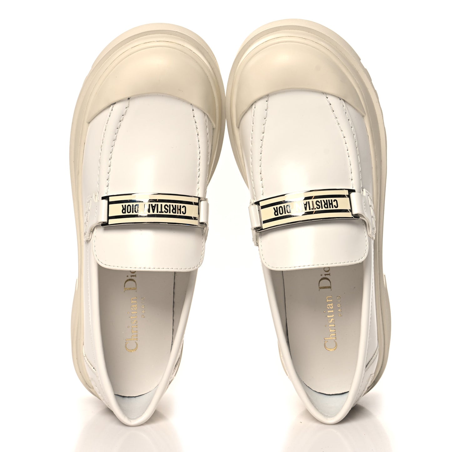 Brushed Calfskin Dior Code Lug Sole Platform 35mm Loafers 37 White
