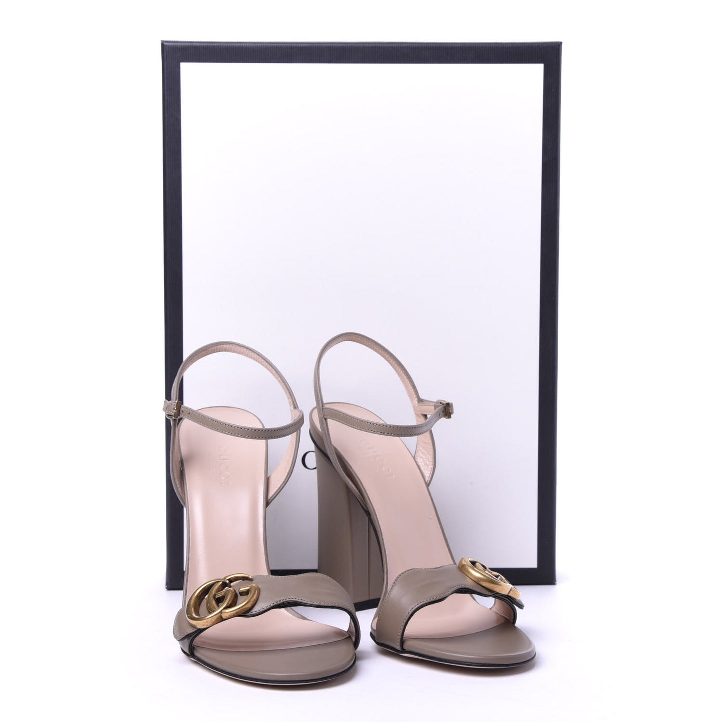 Lifford Calfskin GG Marmont Ankle Wrap 105mm Sandals 35.5 Mud