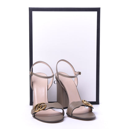 Gucci Lifford Calfskin GG Marmont Ankle Wrap 105mm Sandals 35.5 Mud 9 of 9