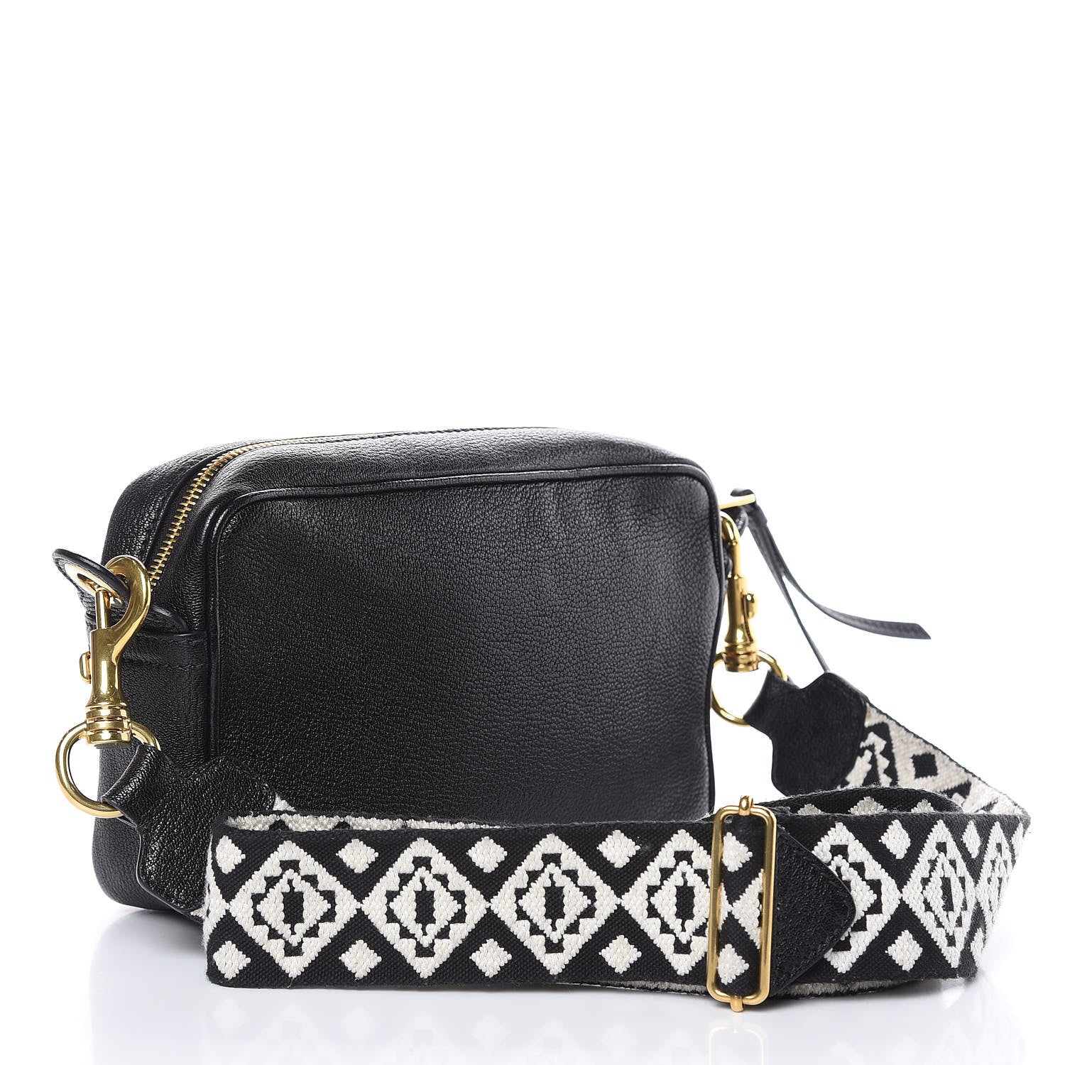 Miu Miu Goatskin Madras Crossbody Bag Black 3 of 10