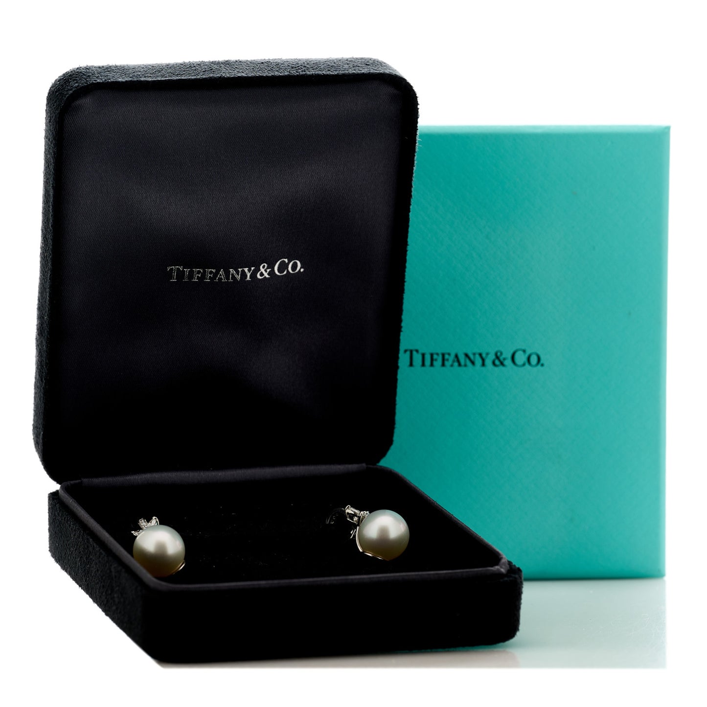 Platinum Diamond Pearl Victoria Drop Earrings