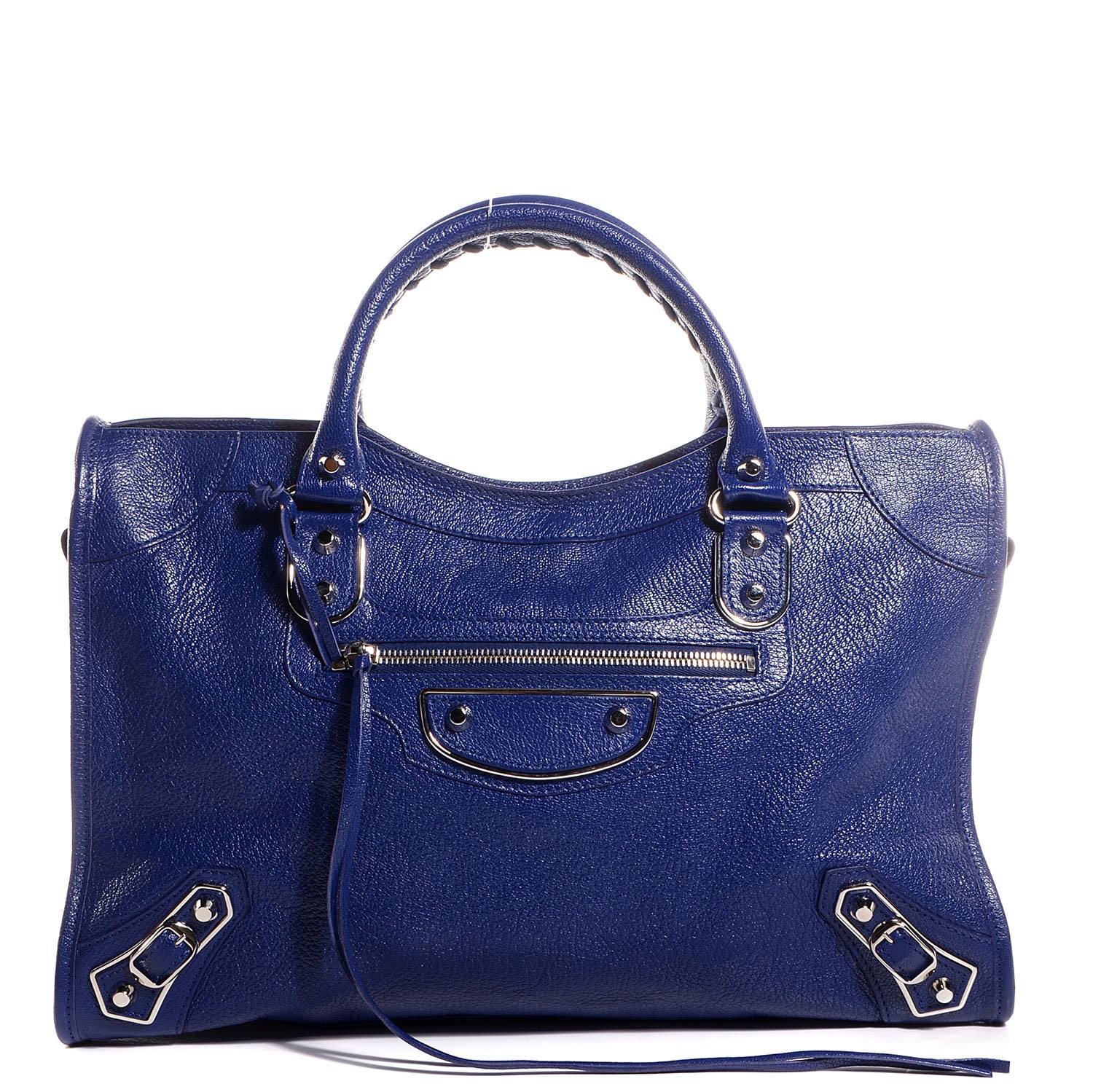 Balenciaga Chevre Silver Metallic Edge Hardware City Bleu Roi 1 of 12