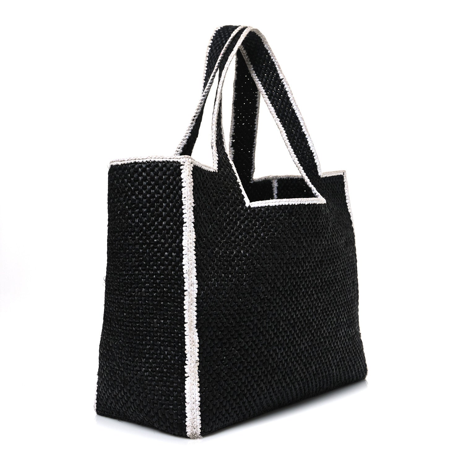 Loewe Raffia Large Paula's Ibiza Logo Tote Black White 3 of 9