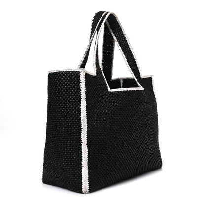Loewe Raffia Large Paula's Ibiza Logo Tote Black White 3 of 9