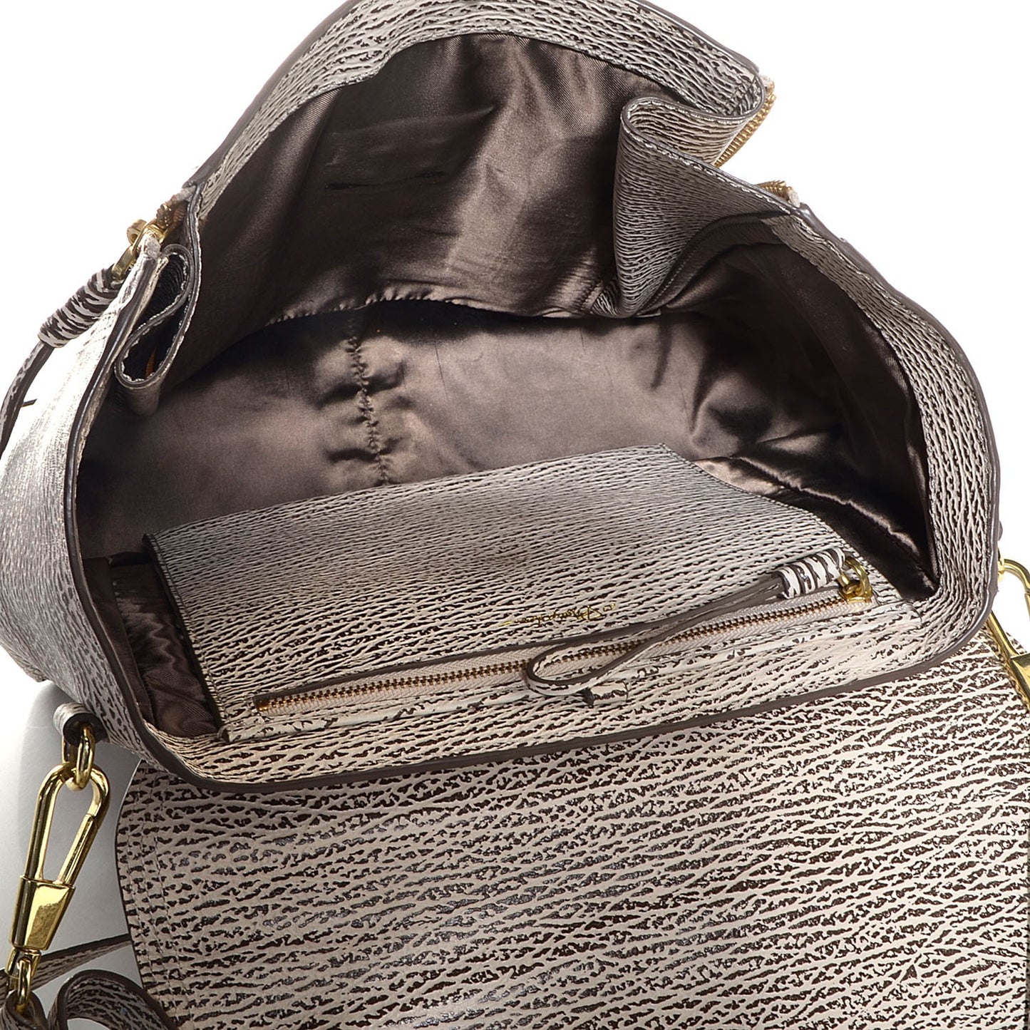 Shark Embossed Leather Medium Pashli Satchel Antique White Military
