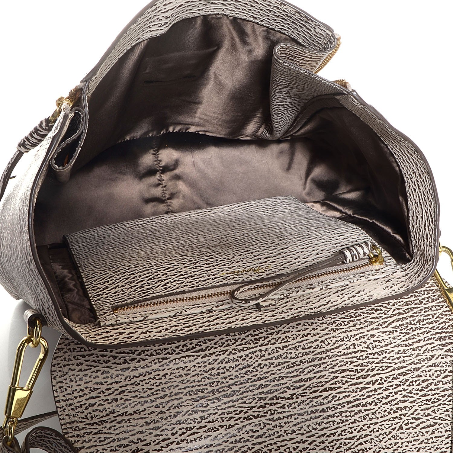 3.1 Phillip Lim Shark Embossed Leather Medium Pashli Satchel Antique White Military 6 of 10
