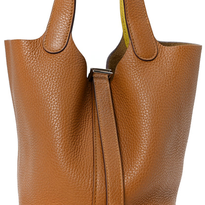 Hermes Taurillon Clemence Swift Eclat Picotin Lock 18 PM Sesame Lime 7 of 10