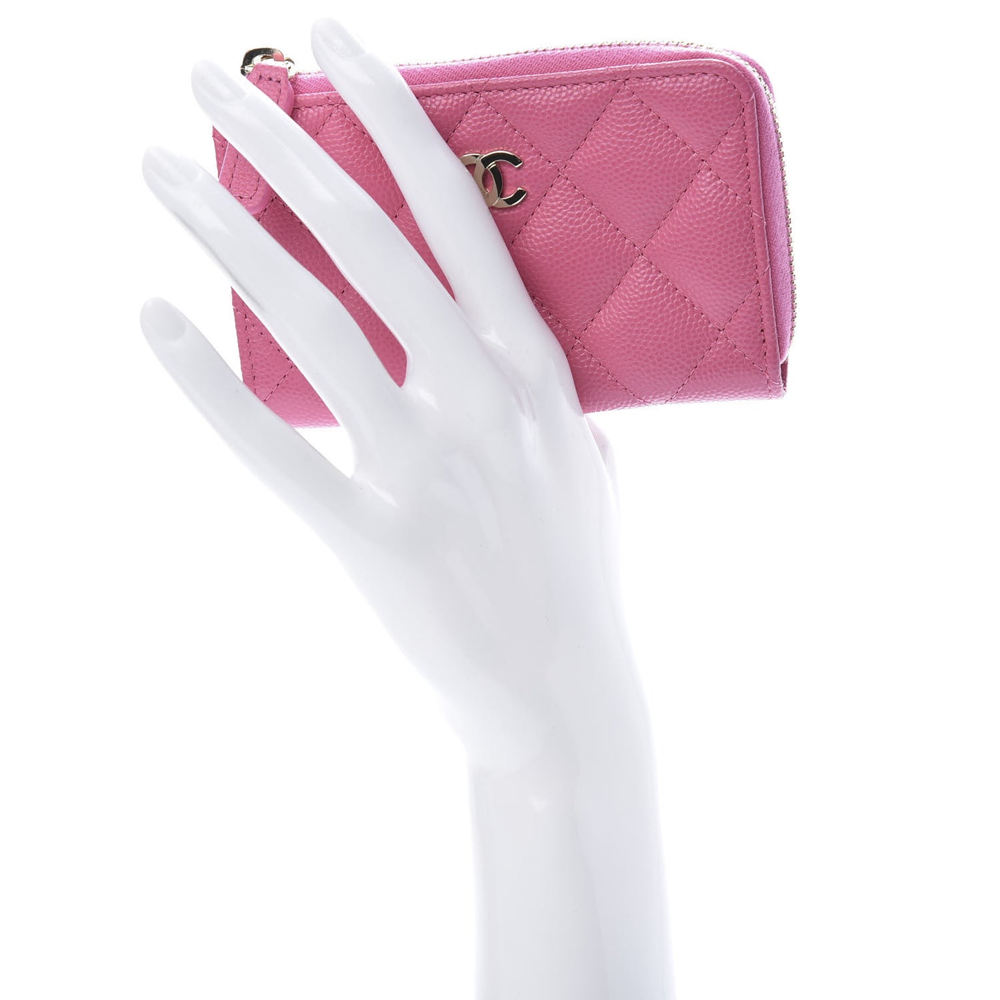 Caviar Quilted Key Holder Case Pink