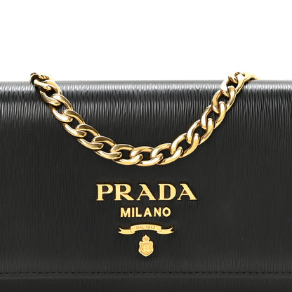 Prada Vitello Move Metal Oro Chain Wallet Black 8 of 11
