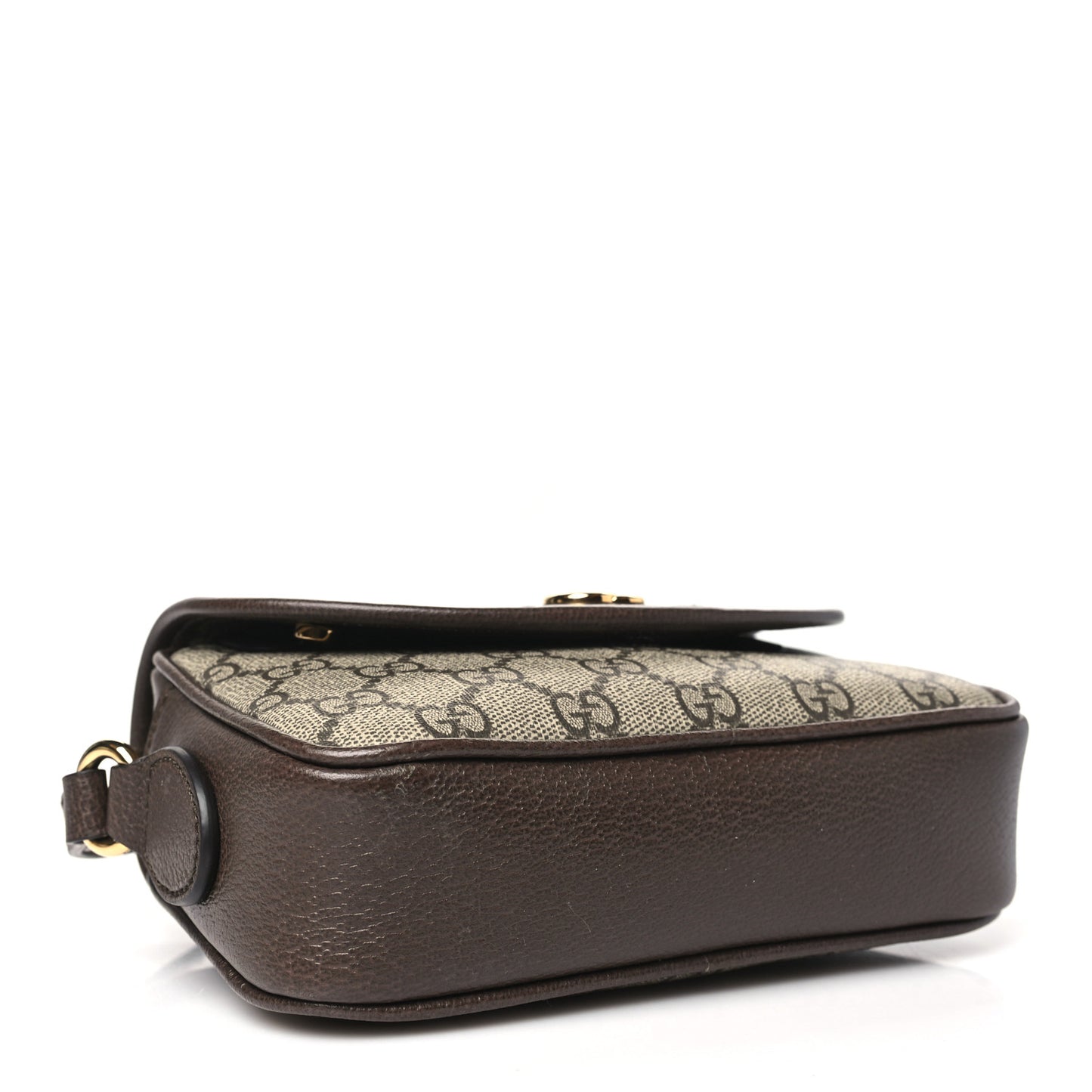 GG Supreme Monogram Textured Dollar Calfskin Mini Ophidia Flap Shoulder Bag Beige Ebony New Acero