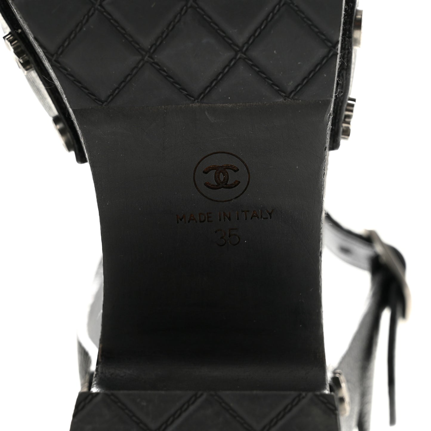 Goatskin Studded Platform Sandals 35 Black