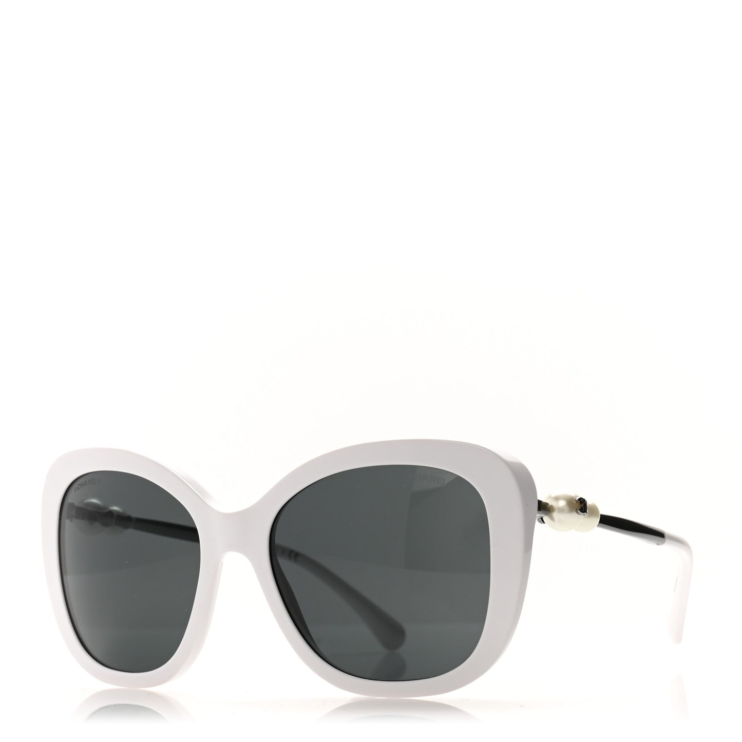 Acetate Butterfly Winter Pearl Sunglasses 5339-H White