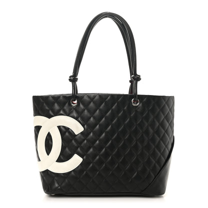 Chanel Calfskin Quilted Large Cambon Tote Black White 1 of 10