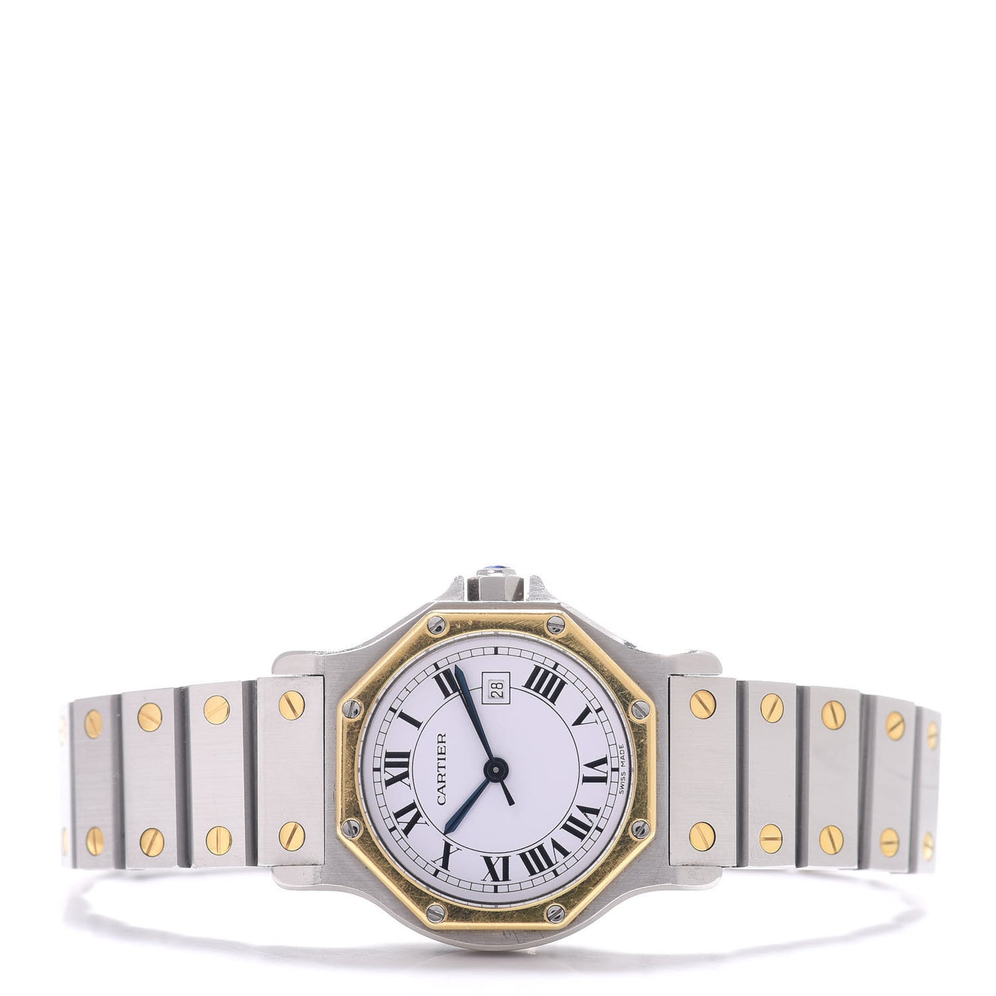 Stainless Steel 18K Yellow Gold 29mm Santos Octagon Automatic Watch