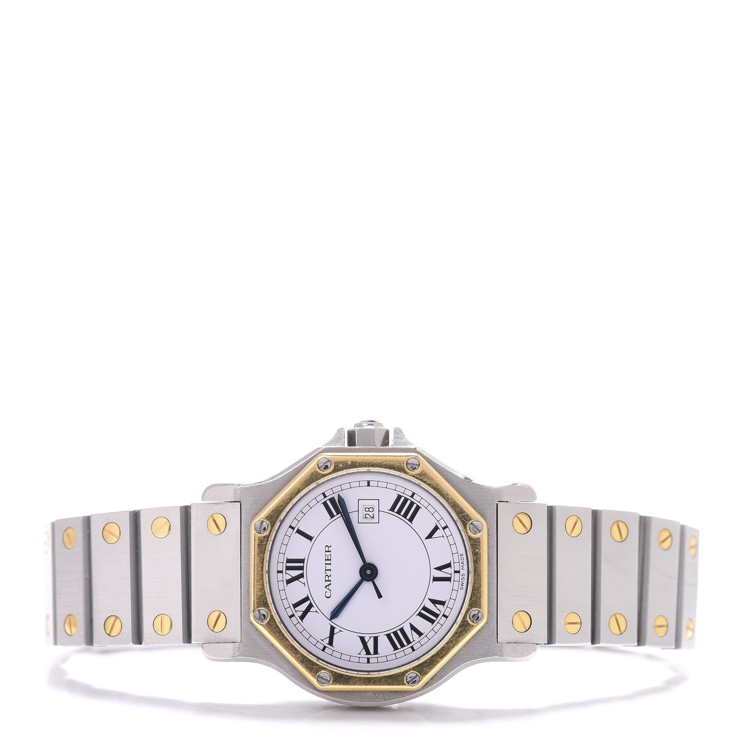 Cartier Stainless Steel 18K Yellow Gold 29mm Santos Octagon Automatic Watch 2 of 4