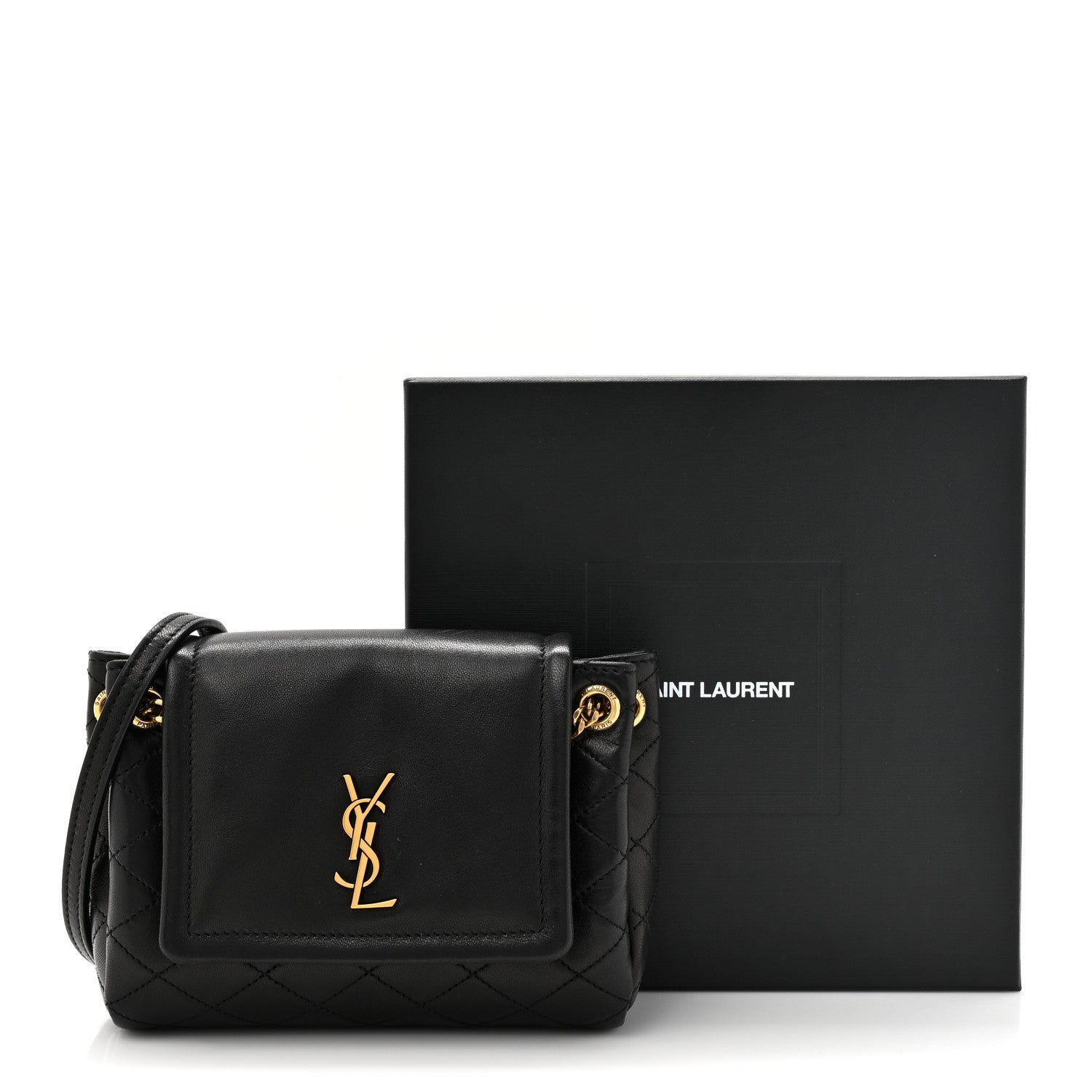 Saint Laurent Lambskin Quilted Monogram Mini Nolita Black 11 of 11