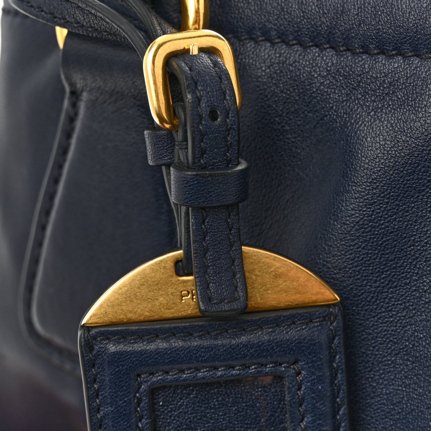 Prada Soft Calf Tote Navy 11 of 12
